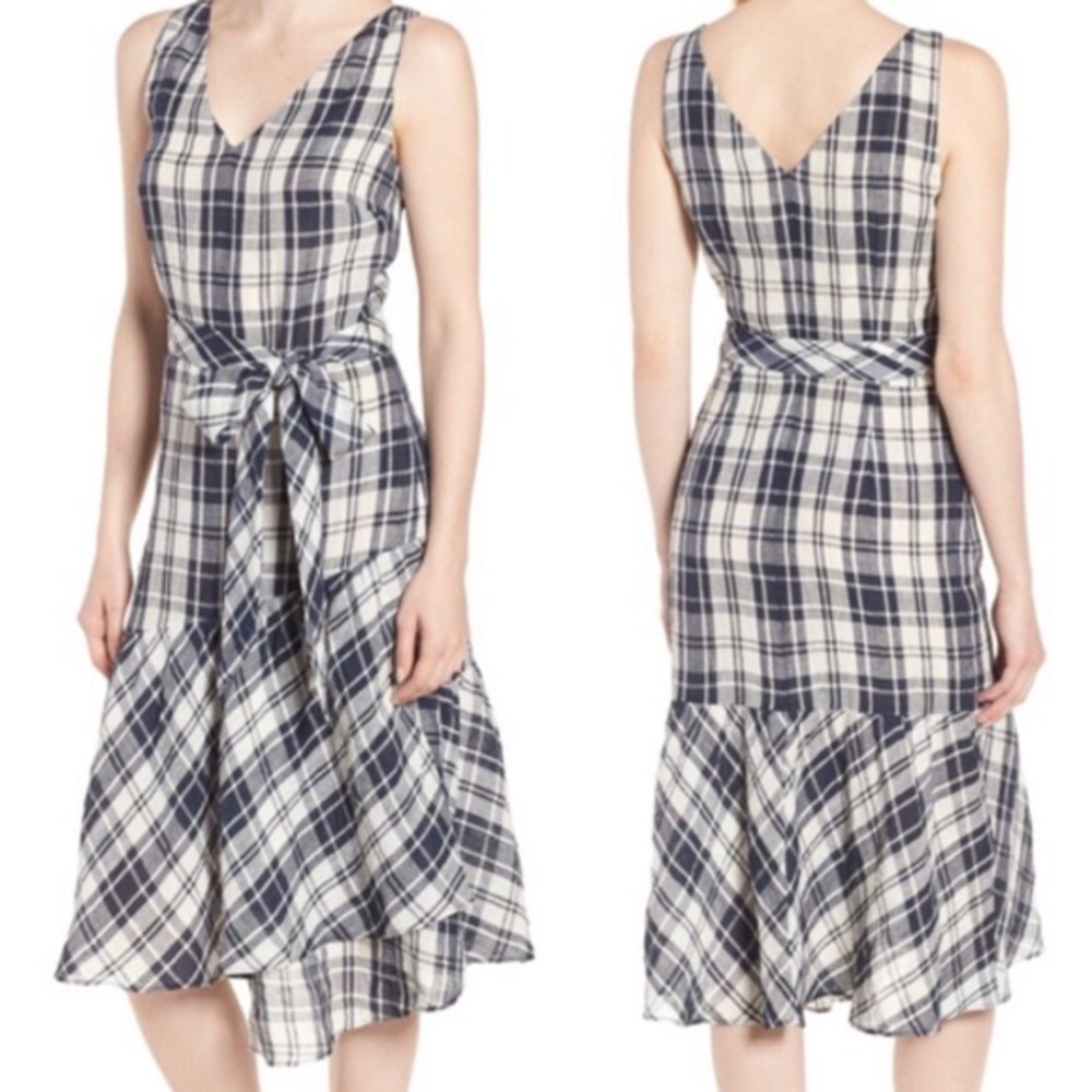 Nordstrom Signature Navy/White Plaid Dress